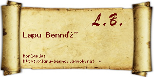 Lapu Bennó névjegykártya